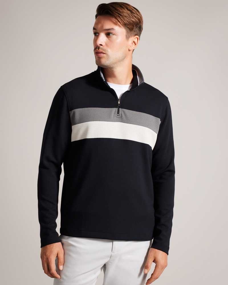 Black Ted Baker Veller Long Sleeve Half Zip Jumper | ZA0000718