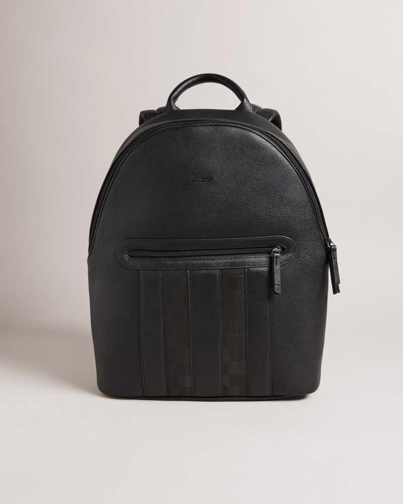 Black Ted Baker Waynor House Check PU Backpack | ZA0000274