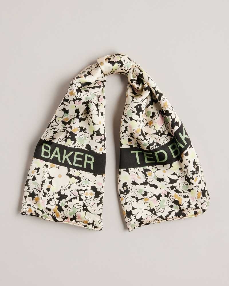 Black Ted Baker Zebbaa Ditsy Floral Square Satin Scarf | ZA0002030