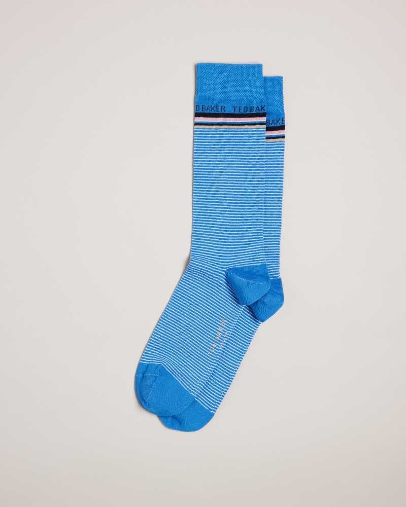 Blue Ted Baker Finestr Fine Striped Socks | ZA0002082