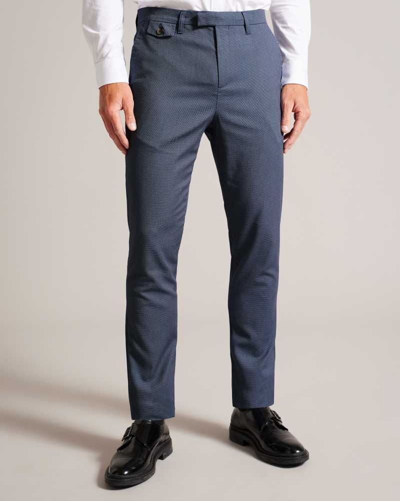 Blue Ted Baker Kinner Slim Fit Textured Trousers | ZA0001099