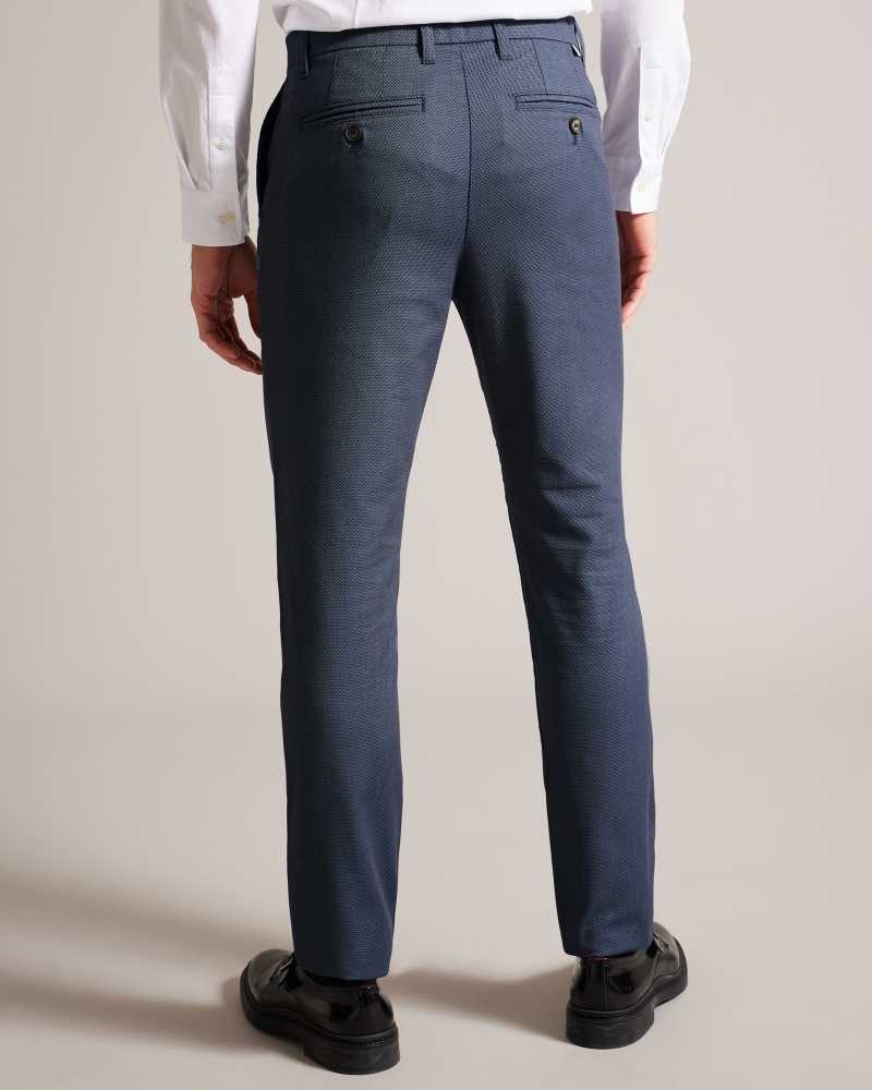 Blue Ted Baker Kinner Slim Fit Textured Trousers | ZA0001099