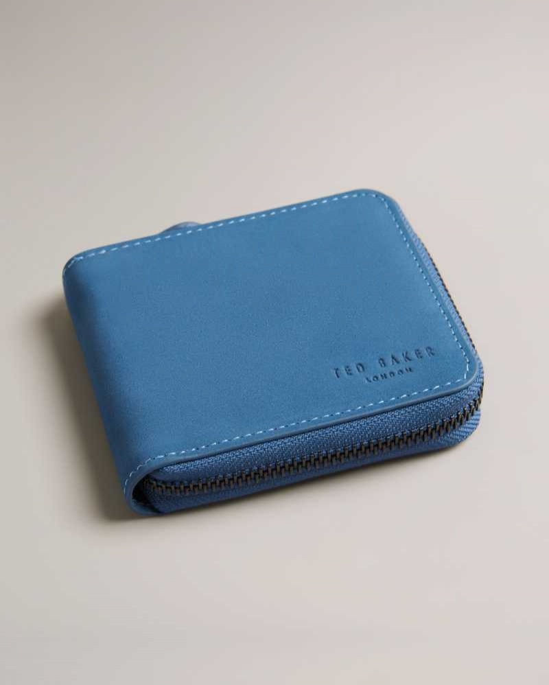 Blue Ted Baker Krolt Nubuck Zip Around Wallet | ZA0000375