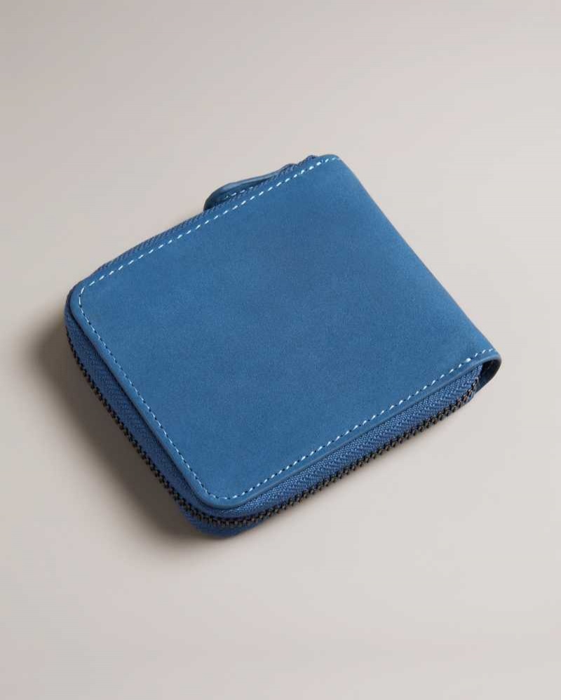 Blue Ted Baker Krolt Nubuck Zip Around Wallet | ZA0000375