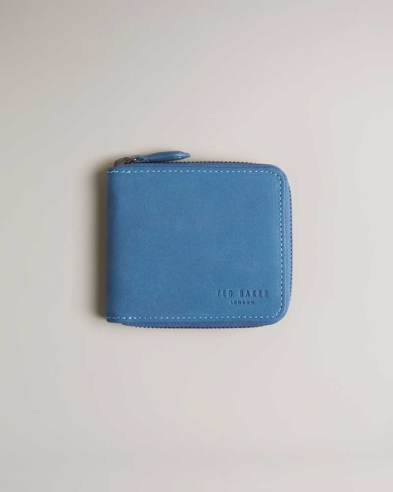 Blue Ted Baker Krolt Nubuck Zip Around Wallet | ZA0000375