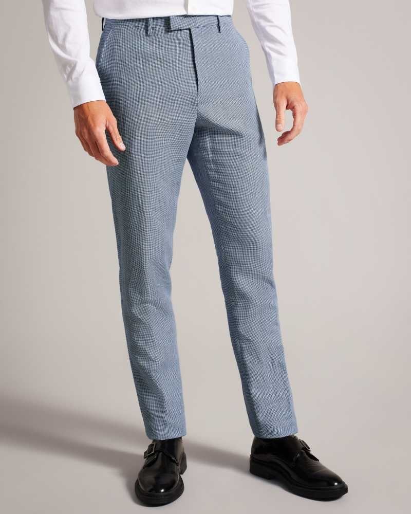 Blue Ted Baker Scopet Slim Puppytooth Trousers | ZA0001095