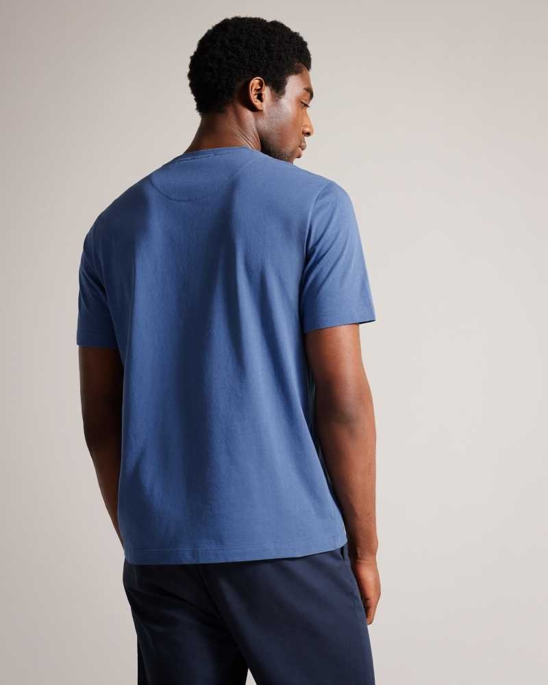 Blue Ted Baker Tywinn Short Sleeve Regular Fit Plain T-shirt | ZA0001267