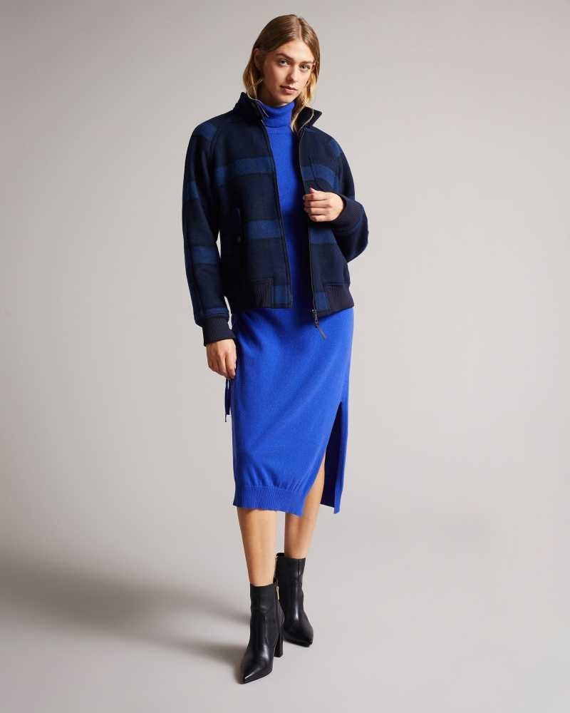 Bright Blue Ted Baker Aavvaa Knitted Dress With Ruched Side Detail | ZA0000231