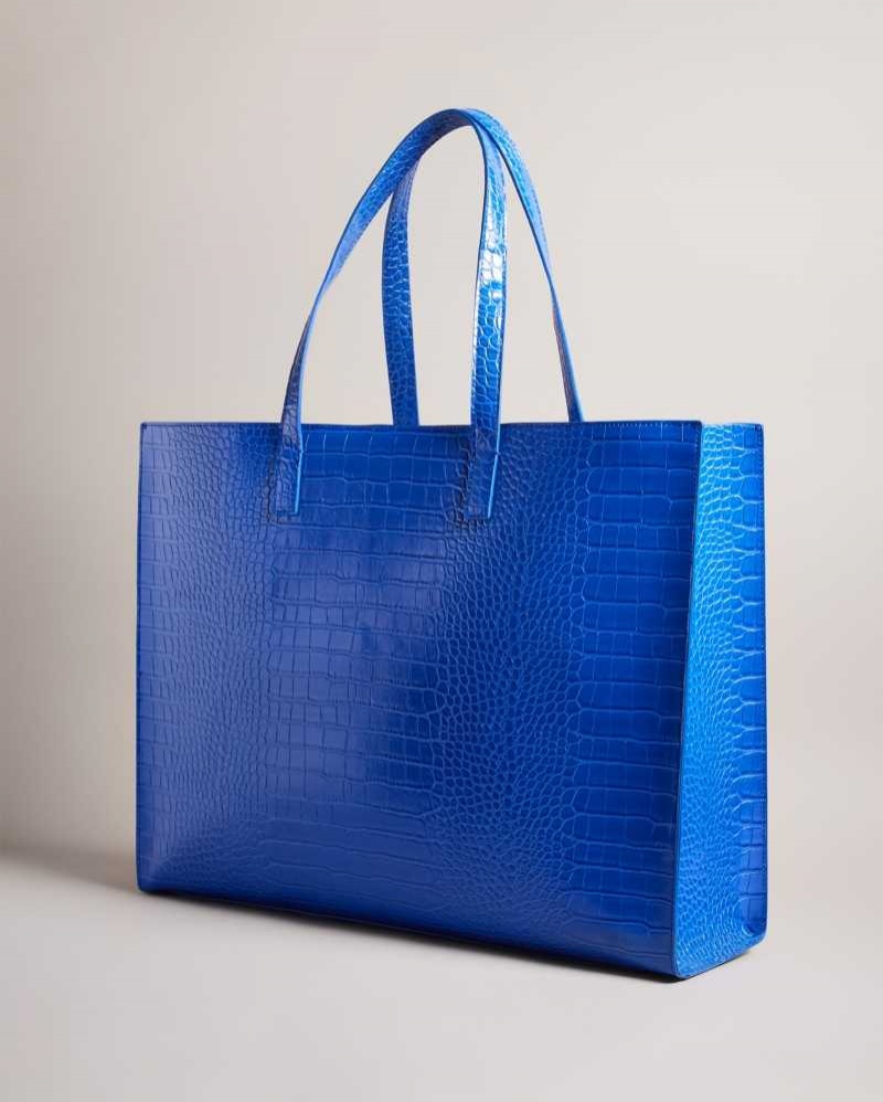 Bright Blue Ted Baker Allicon Mock Croc Icon Tote Bag | ZA0000459