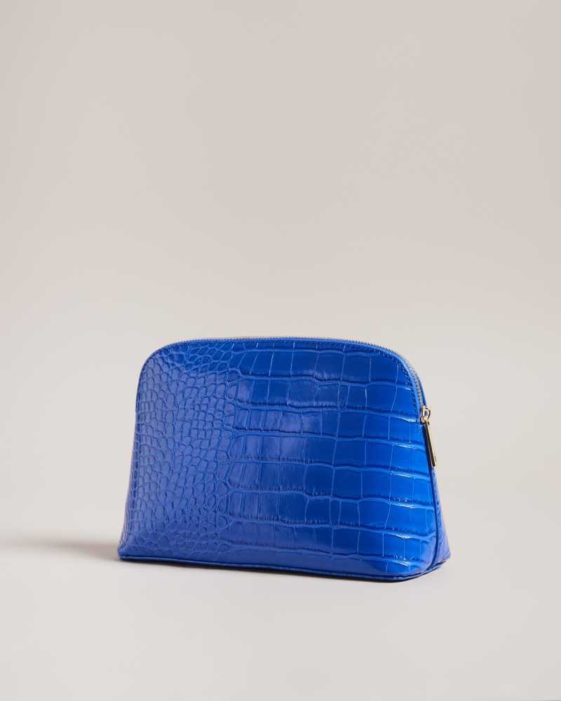 Bright Blue Ted Baker Crocala Croc Detail Debossed Makeup Bag | ZA0000335