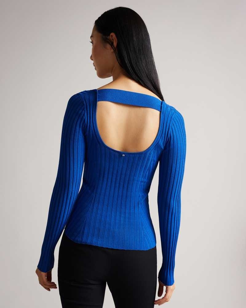 Bright Blue Ted Baker Dakoti Open Back Detailed Knit Top | ZA0000742