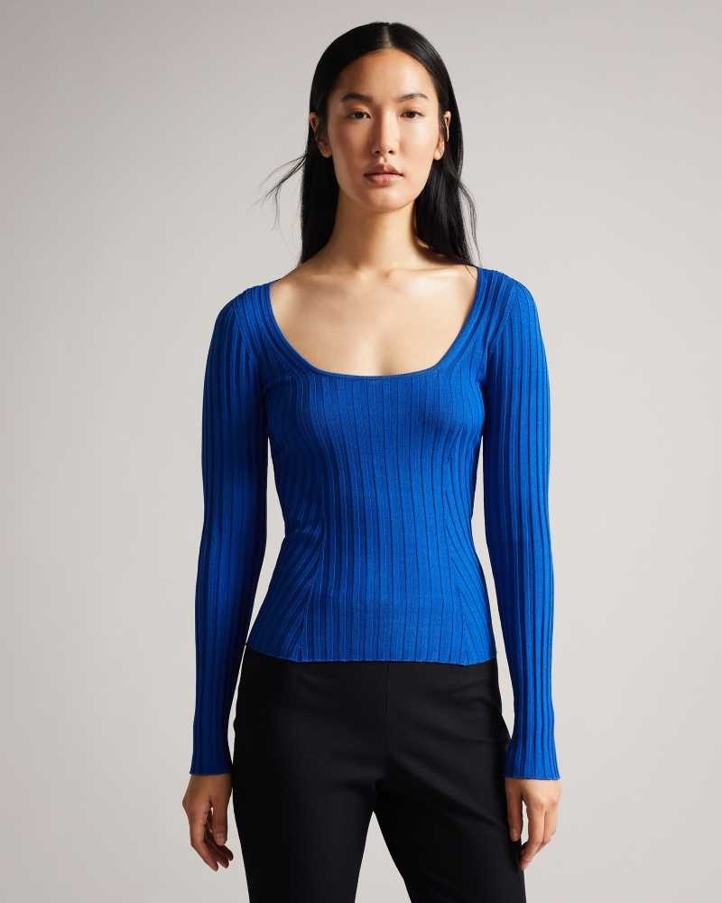 Bright Blue Ted Baker Dakoti Open Back Detailed Knit Top | ZA0000742