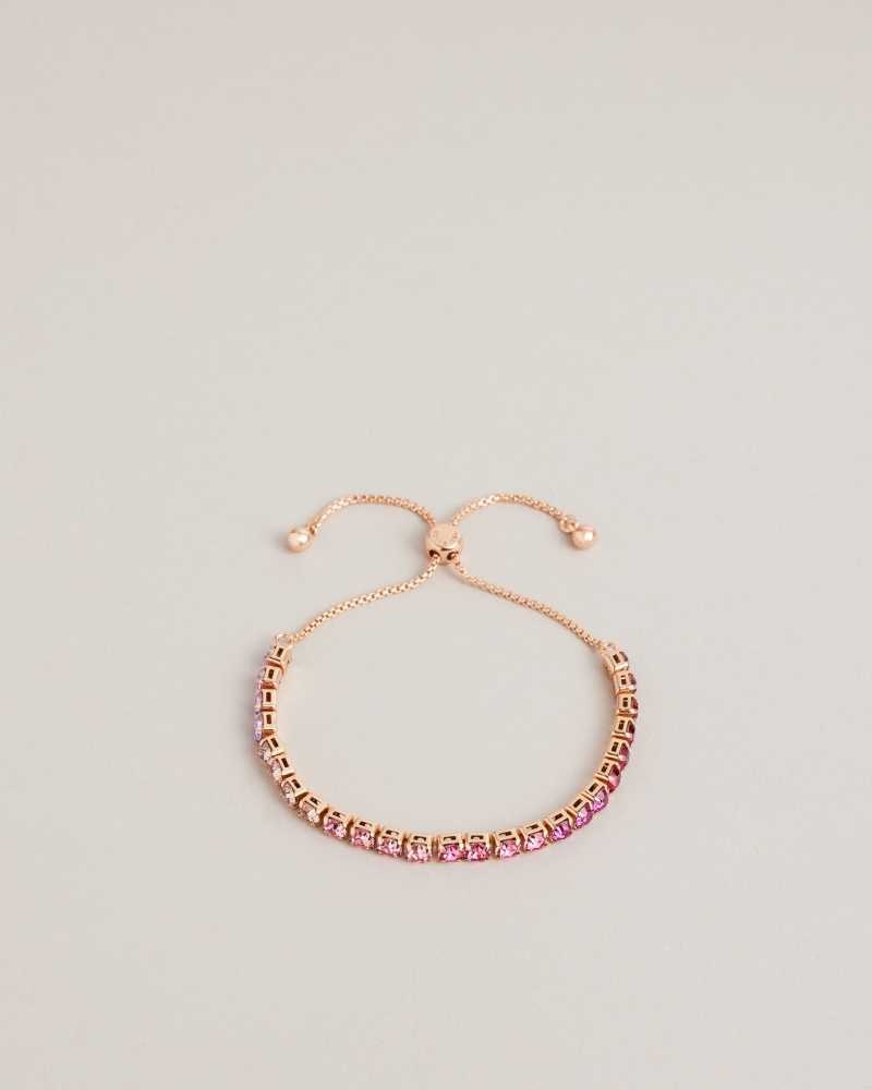 Bright Pink Ted Baker Melrah Crystal Drawstring Bracelet | ZA0001888