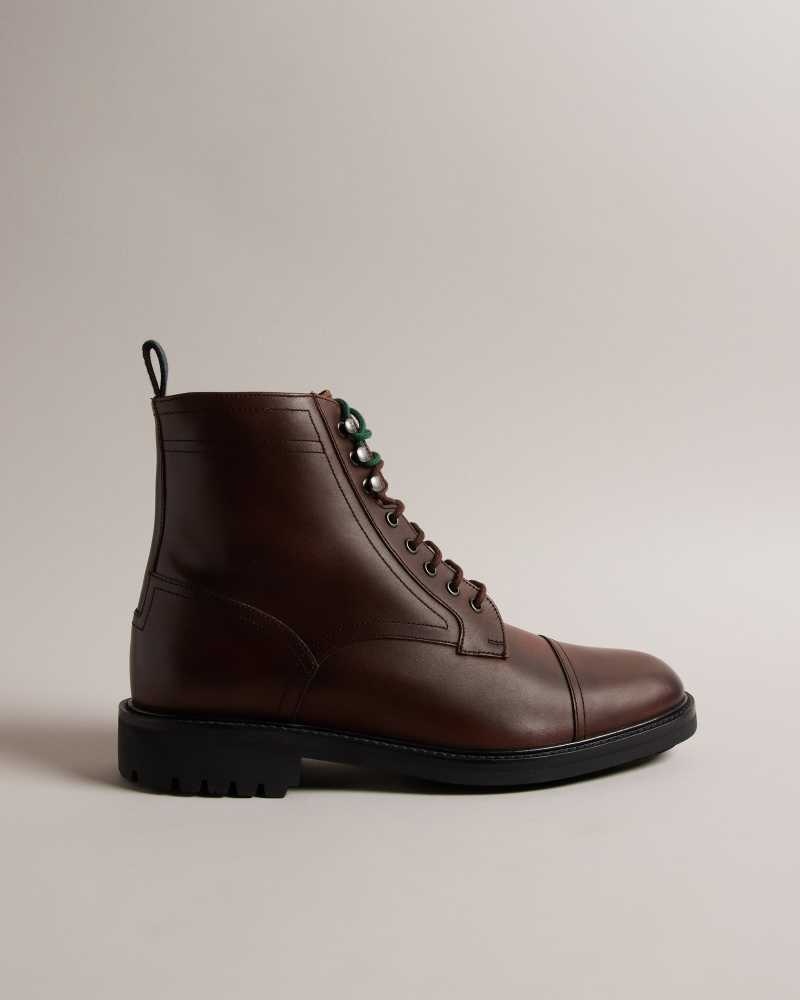 Brown Chocolate Ted Baker Joesif Leather Lace Up Boots | ZA0001605