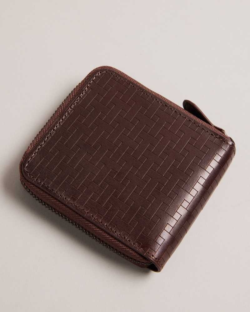 Brown Chocolate Ted Baker Tobiat T Monogram Zip Around Wallet | ZA0000497