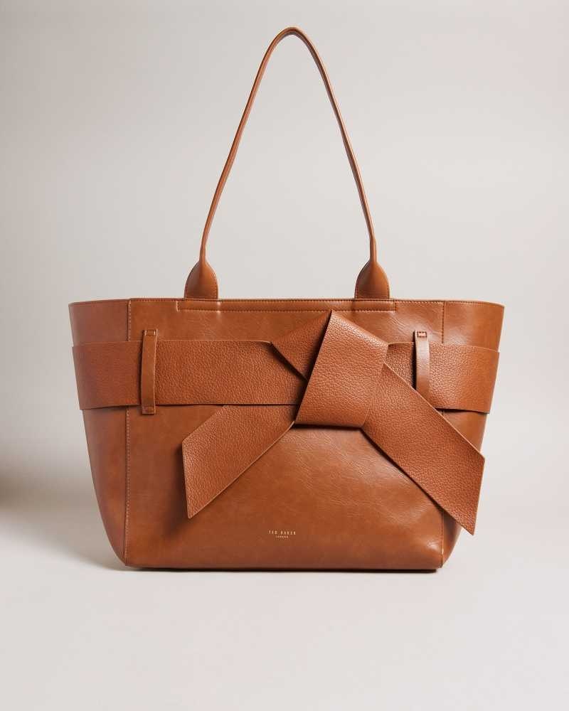 Brown Ted Baker Jimma PU Large Tote Bag | ZA0000469