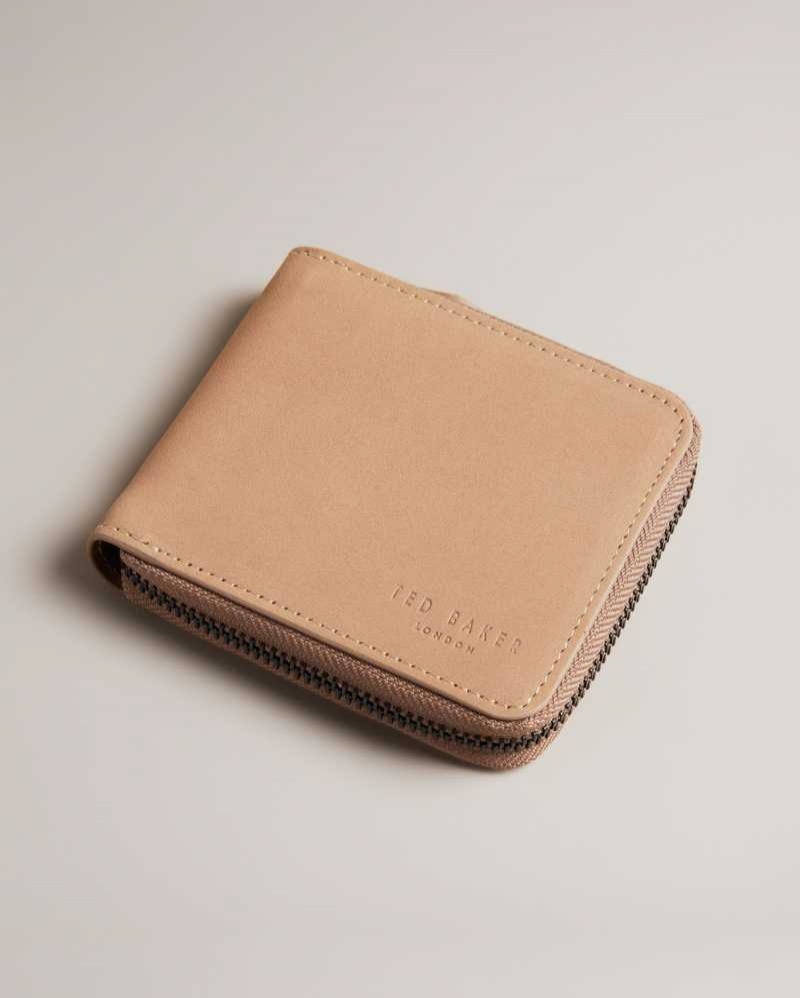 Brown Ted Baker Krolt Nubuck Zip Around Wallet | ZA0000490