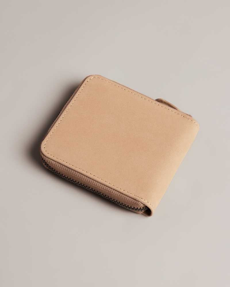 Brown Ted Baker Krolt Nubuck Zip Around Wallet | ZA0000490