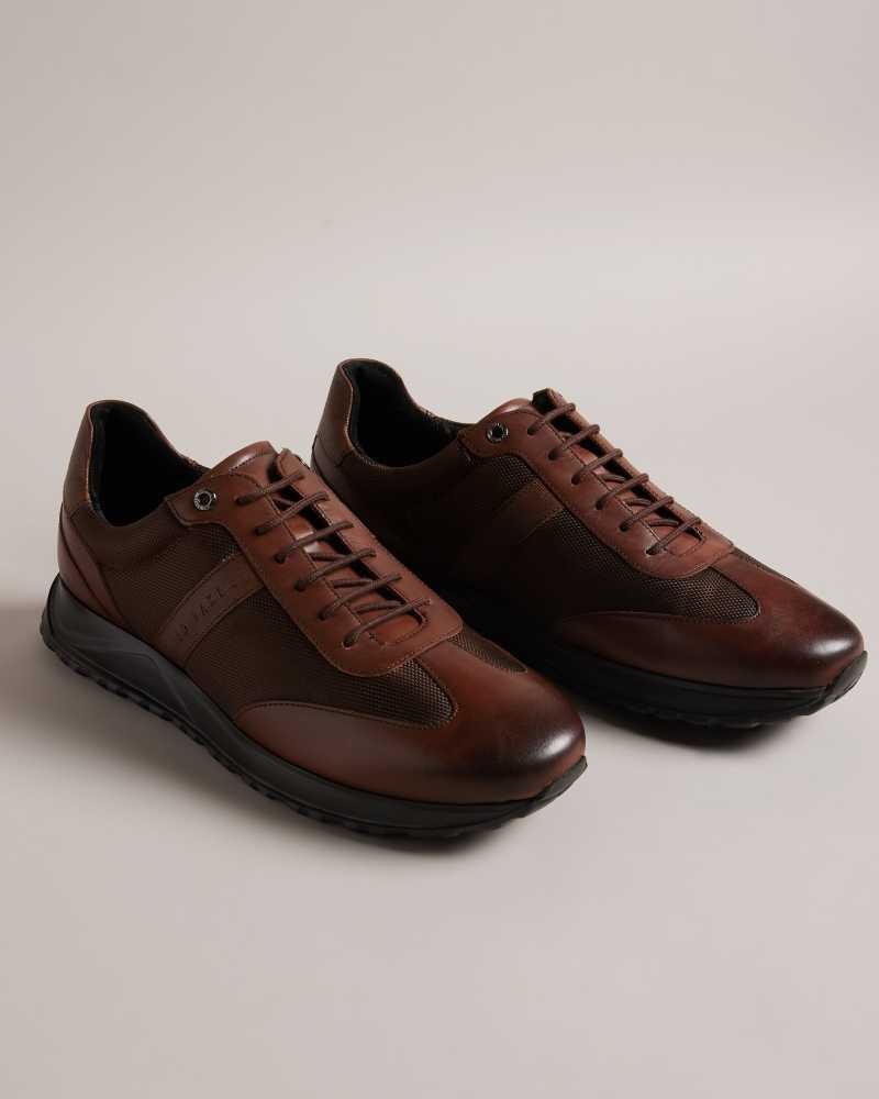 Brown Ted Baker Marckus Leather Light Sole Sneakers | ZA0001710