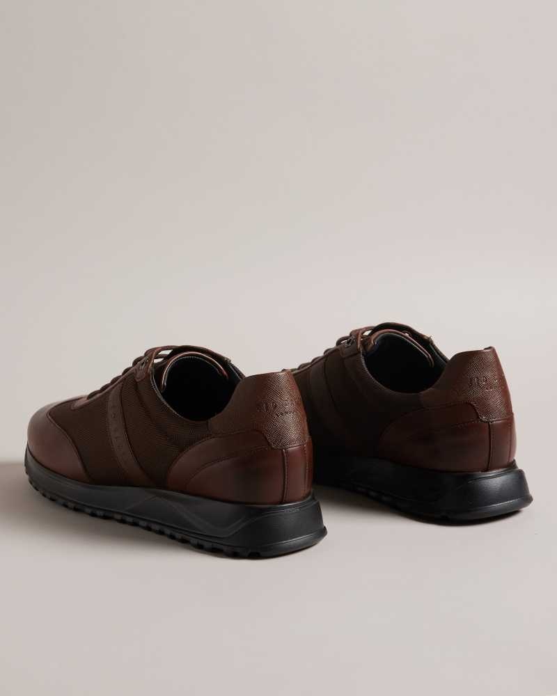 Brown Ted Baker Marckus Leather Light Sole Sneakers | ZA0001710