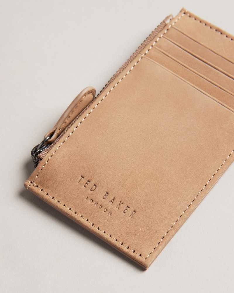 Brown Ted Baker Needt Nubuck Leather Card Holder | ZA0000351