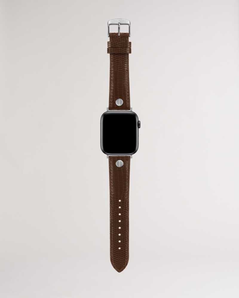 Brown Ted Baker Tether Brown Leather Apple Watch Strap | ZA0002083