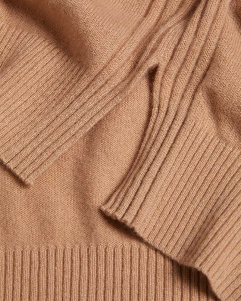 Camel Ted Baker Ruthell Organic Cashmere Roll Neck Jumper | ZA0000757