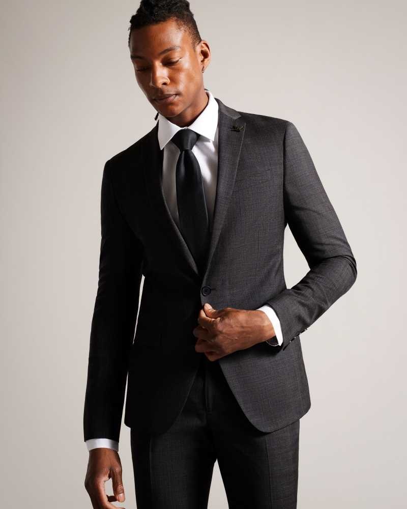 Charcoal Ted Baker Cindsur Textured Charcoal Wool Blend Suit | ZA0001122