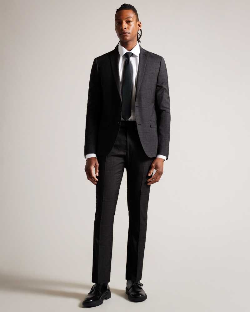 Charcoal Ted Baker Cindsur Textured Charcoal Wool Blend Suit | ZA0001122