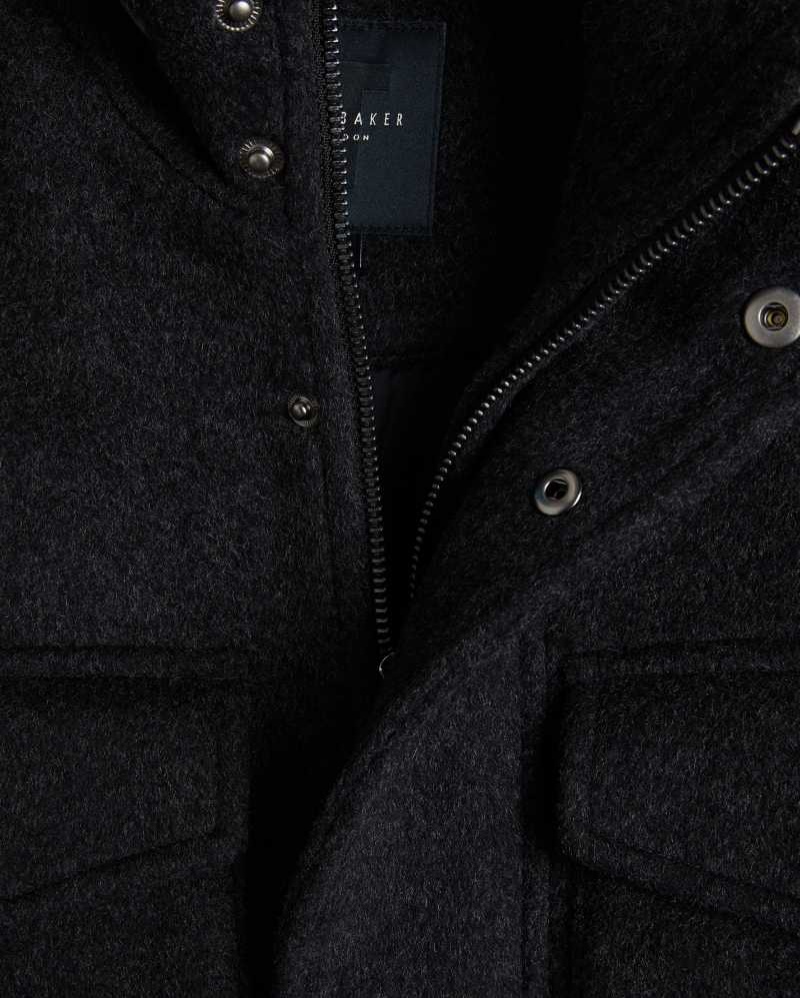 Charcoal Ted Baker Knowl Wool Funnel Neck Field Jacket | ZA0000632