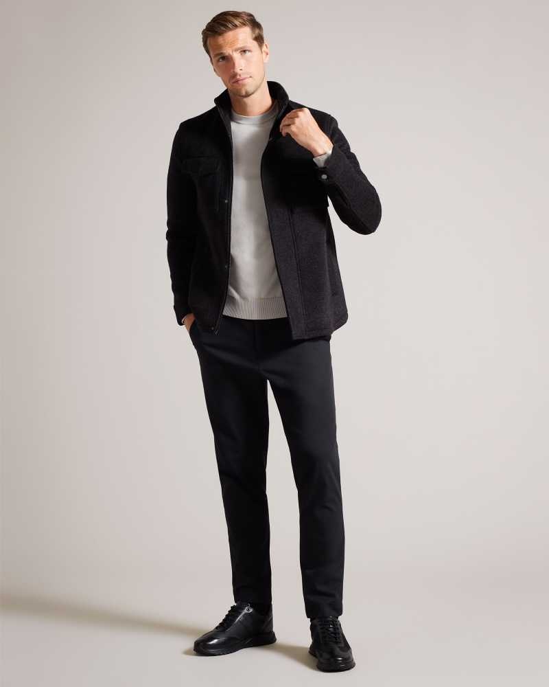 Charcoal Ted Baker Knowl Wool Funnel Neck Field Jacket | ZA0000632