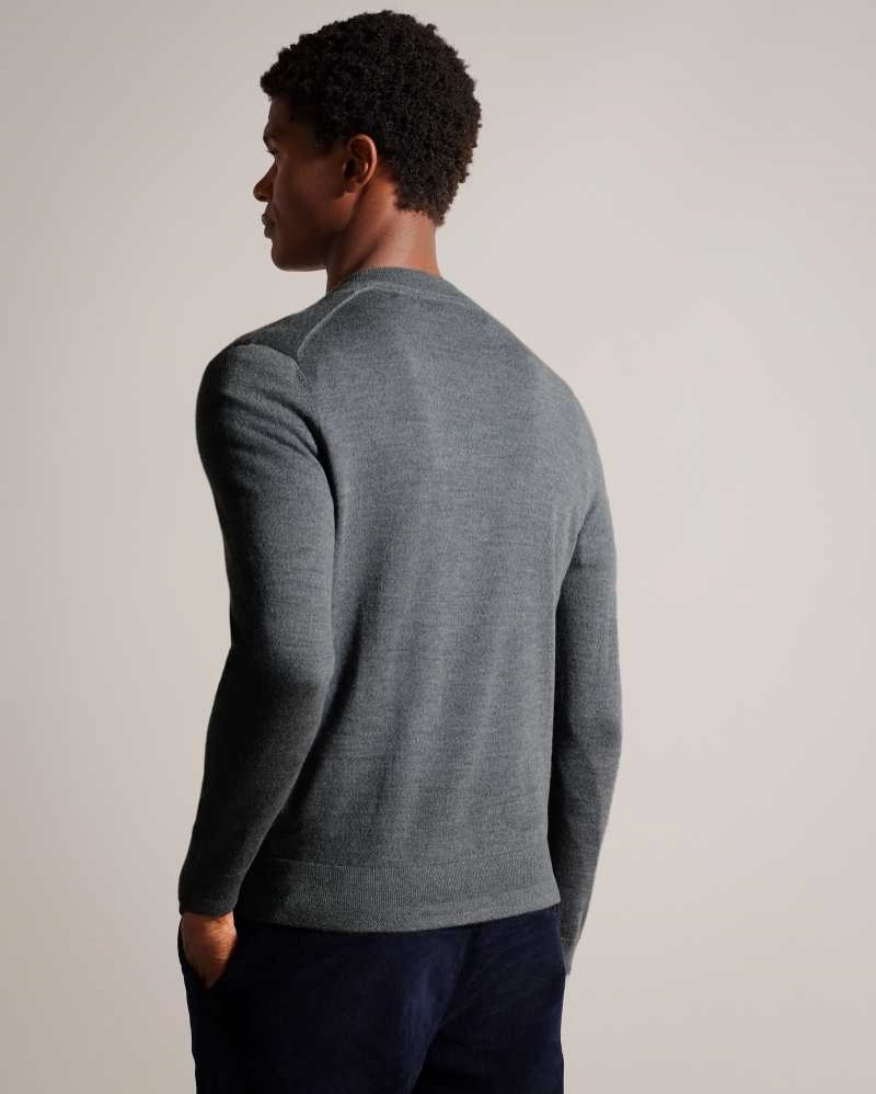 Charcoal Ted Baker Lambeh V-Neck Merino Wool Jumper | ZA0000769