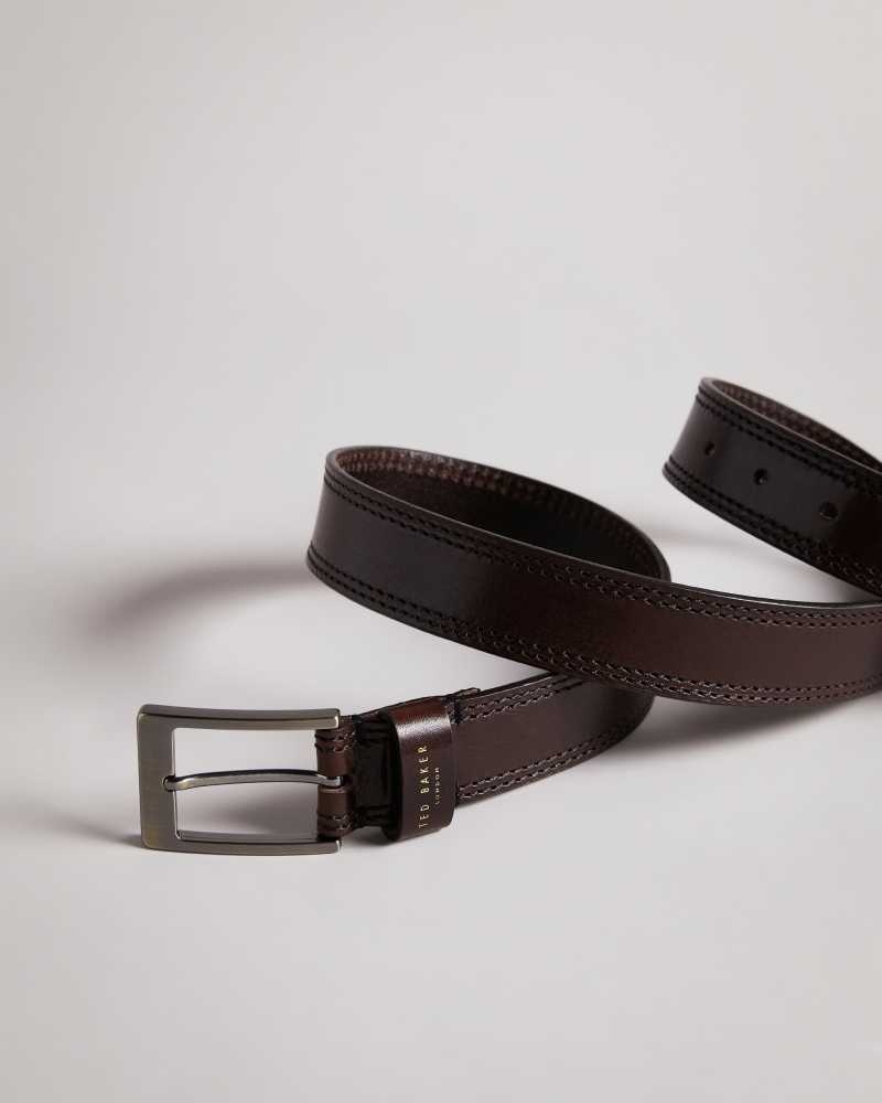 Chocolate Ted Baker Crikitt Cricket Stitch Belt | ZA0001769