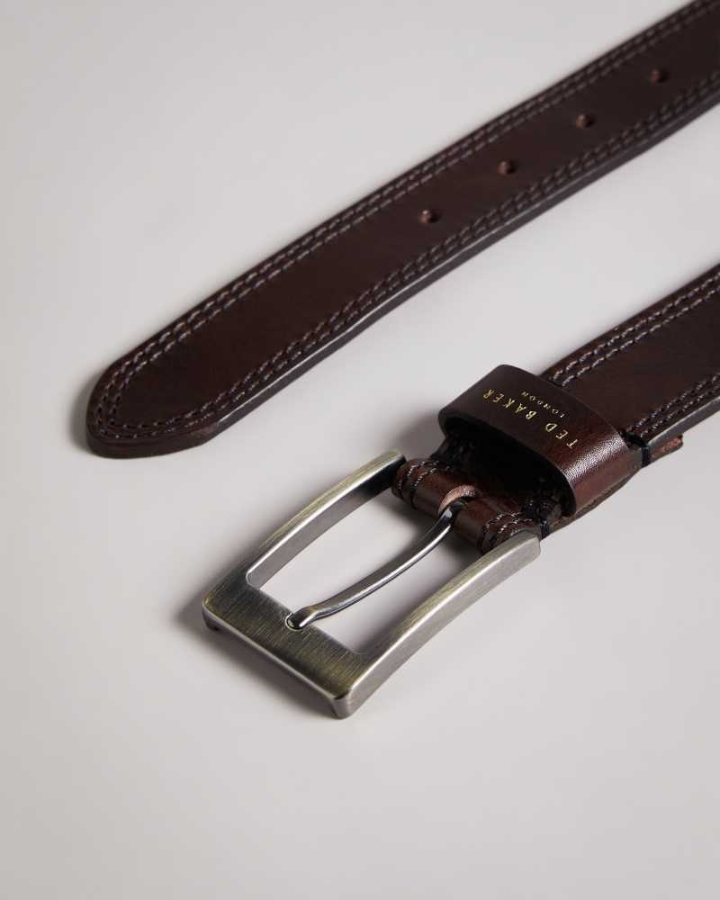 Chocolate Ted Baker Crikitt Cricket Stitch Belt | ZA0001769