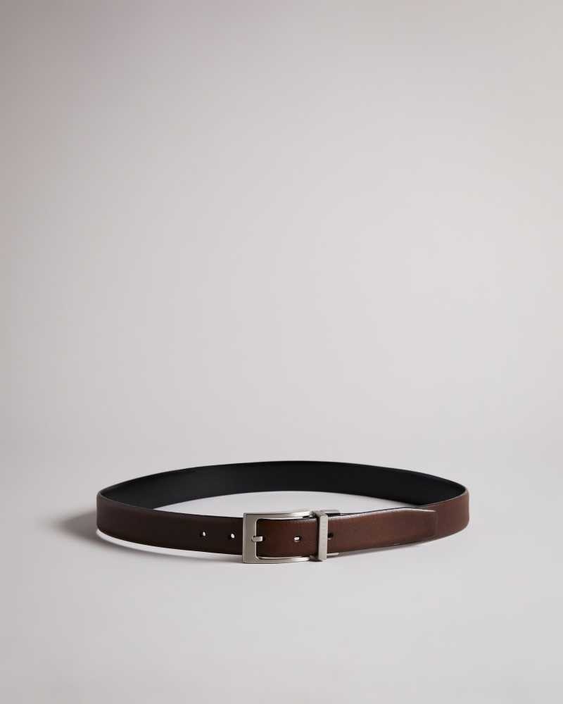 Chocolate Ted Baker Karmer Reversible Leather Belt | ZA0001744