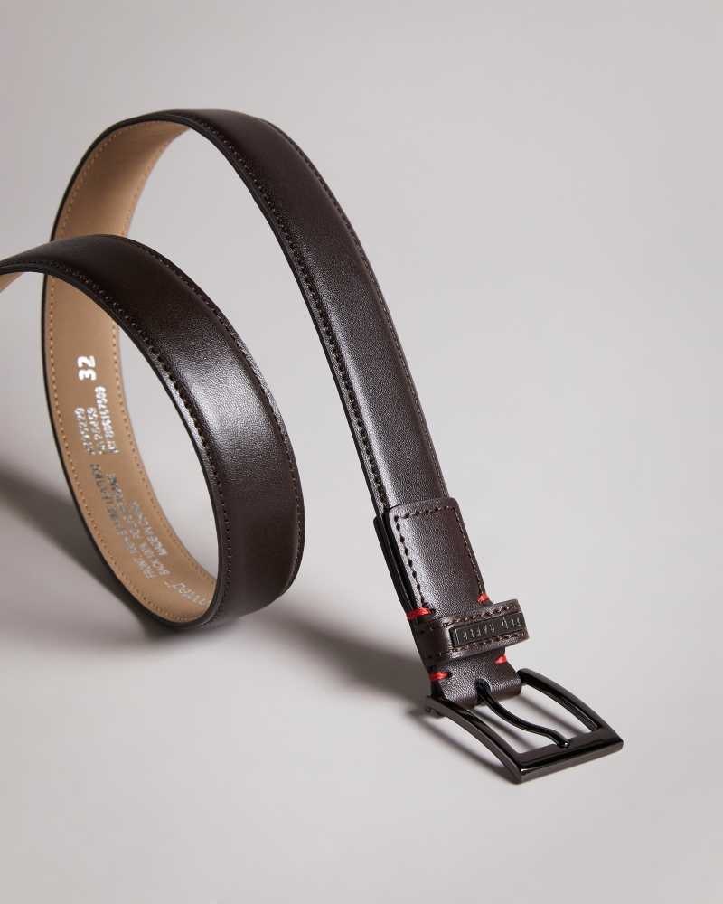 Chocolate Ted Baker Lizwiz Leather Keeper Plate Belt | ZA0001771