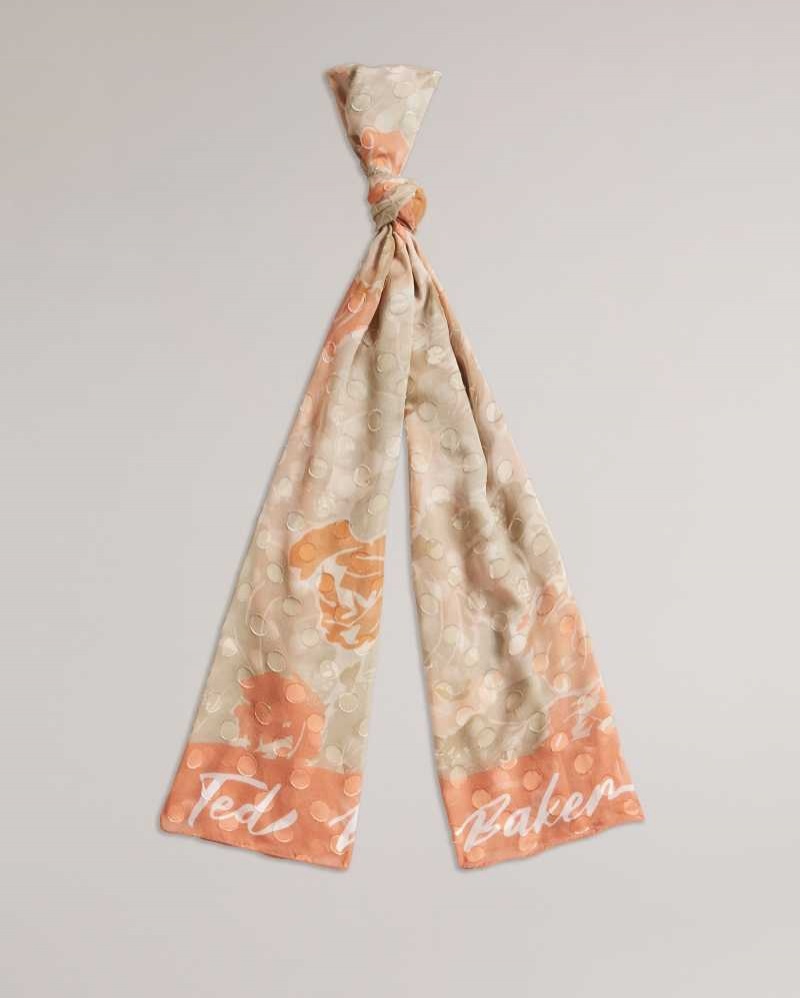 Coral Ted Baker Alanny Floral Printed Long Scarf | ZA0002033