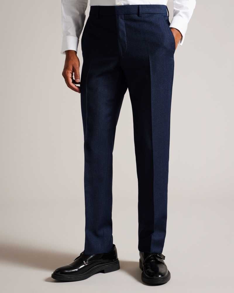 Dark Blue Ted Baker Andesst Pure Wool Slim Fit Suit Trousers | ZA0001126