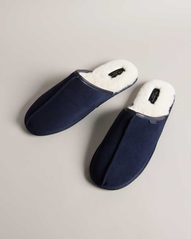 Dark Blue Ted Baker Peterr Suede Mule Slipper | ZA0001705