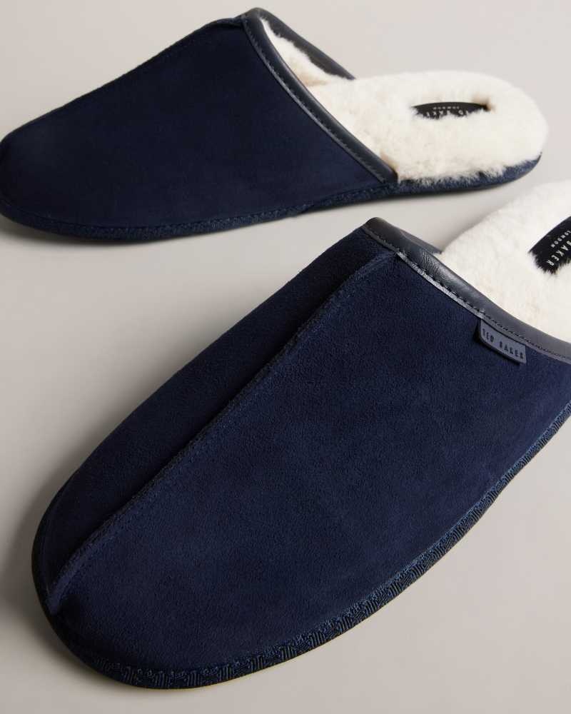 Dark Blue Ted Baker Peterr Suede Mule Slipper | ZA0001705