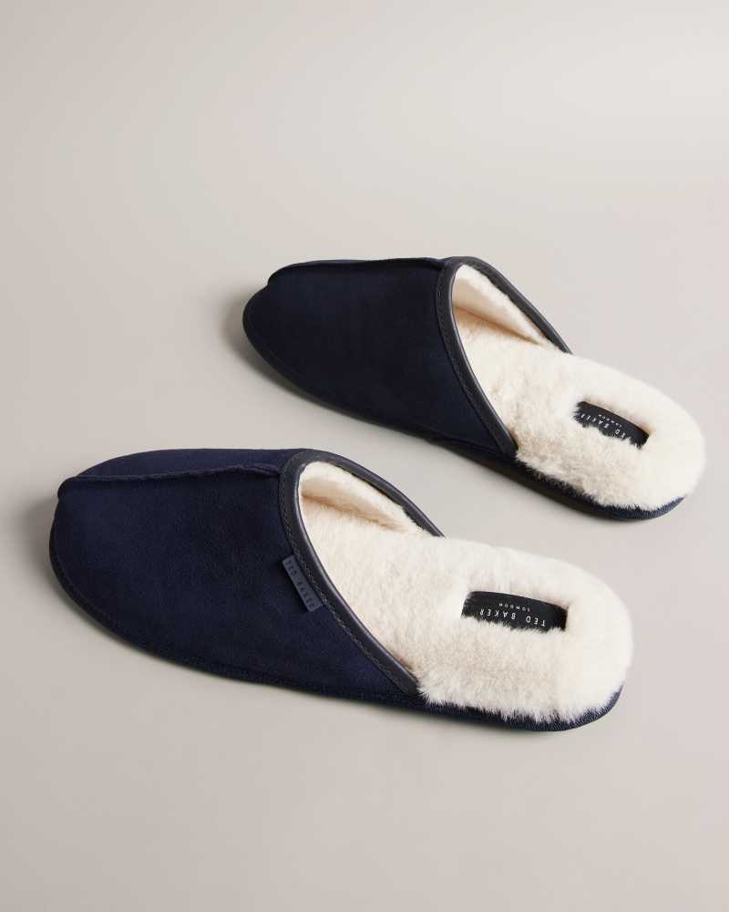 Dark Blue Ted Baker Peterr Suede Mule Slipper | ZA0001705