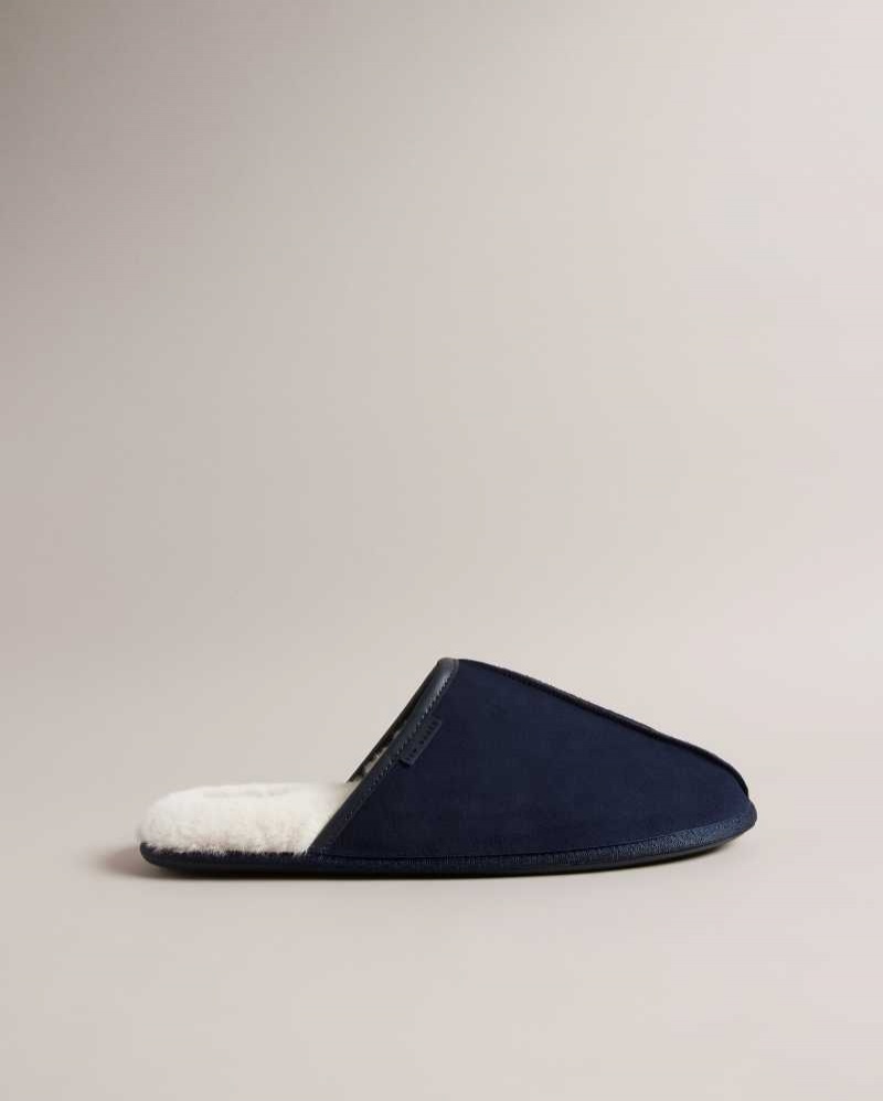 Dark Blue Ted Baker Peterr Suede Mule Slipper | ZA0001705