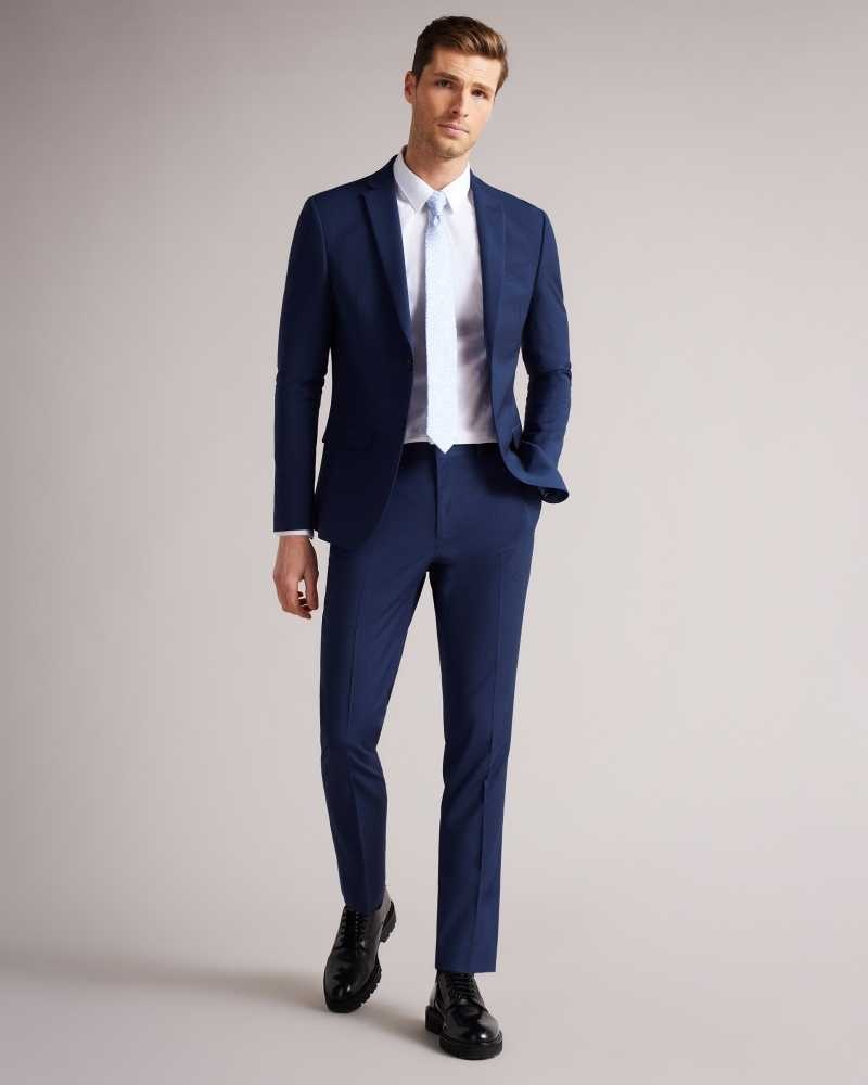 Dark Blue Ted Baker Sinjts Slim Fit Plain Suit Trousers | ZA0001098