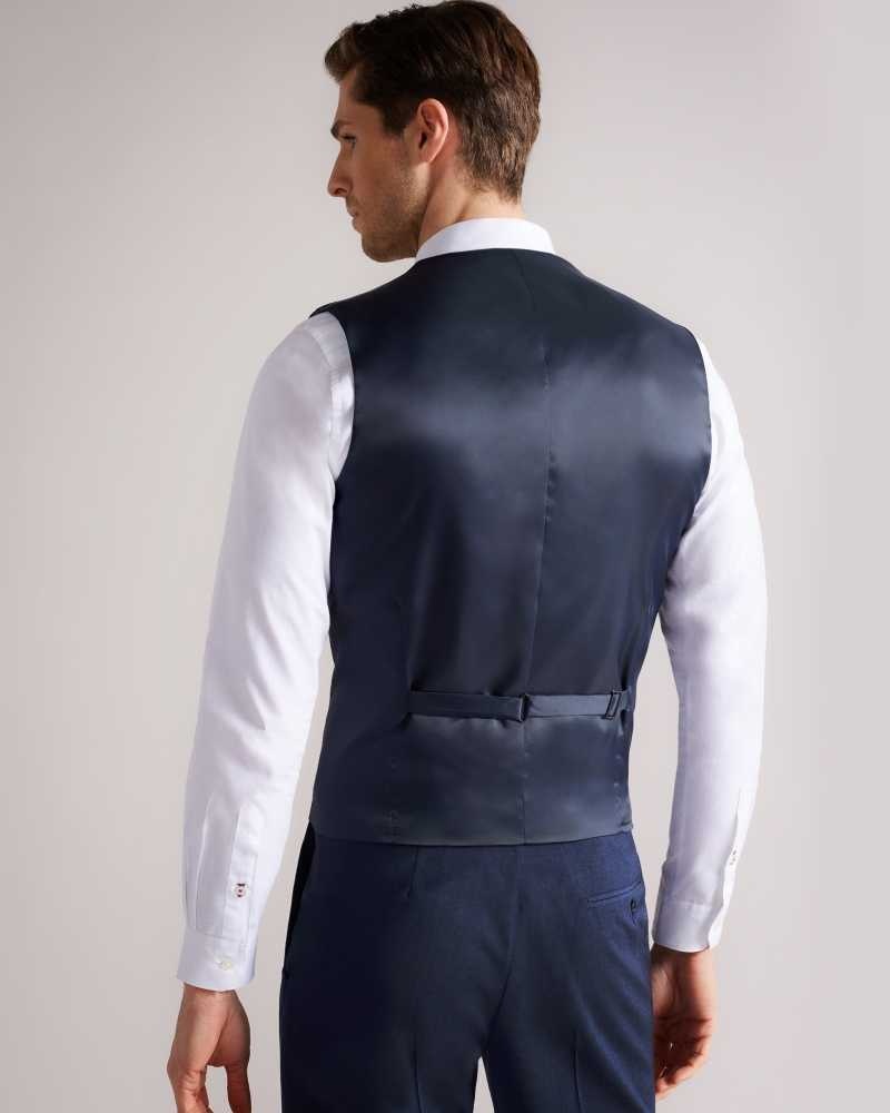 Dark Blue Ted Baker Sinjws Slim Fit Plain Suit Waistcoat | ZA0001123