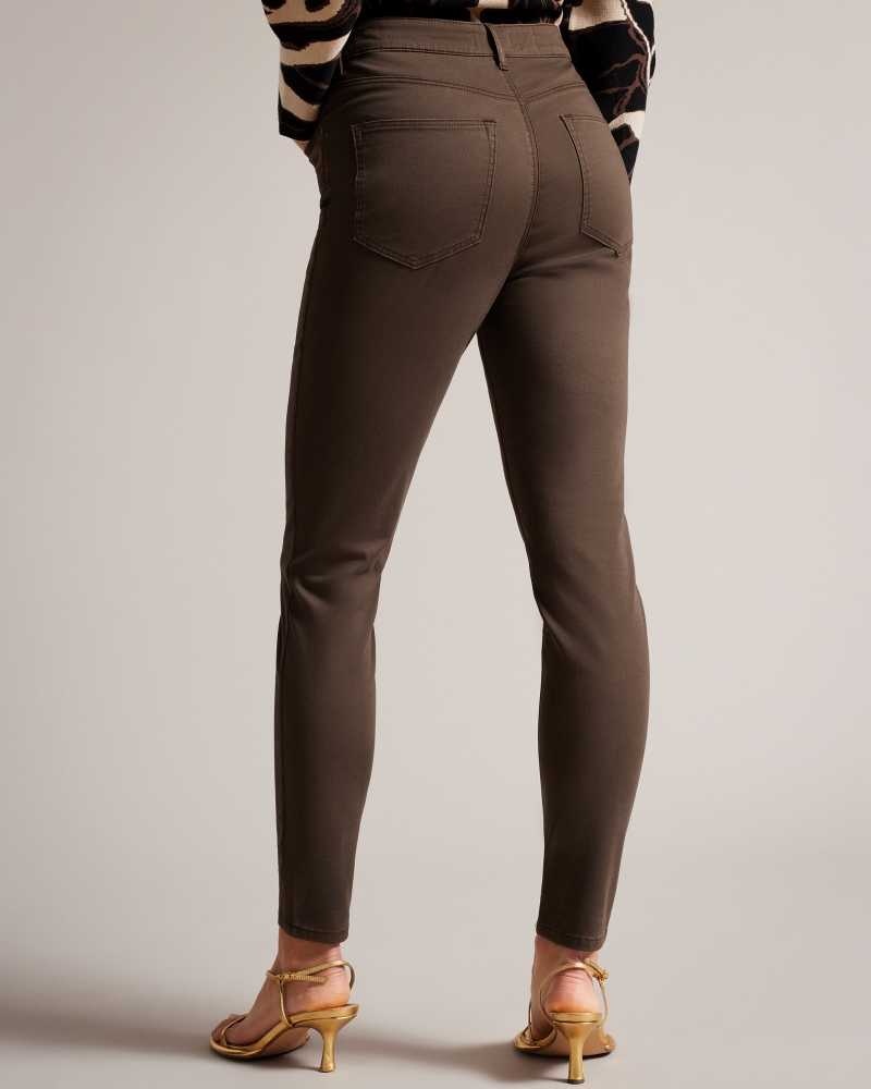 Dark Brown Ted Baker Sophaa Skinny Fit Sateen Jeans | ZA0000673