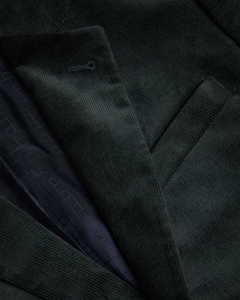 Dark Green Ted Baker Durhamj Corduroy Suit Jacket | ZA0000621