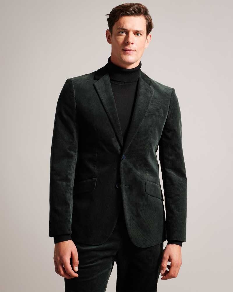 Dark Green Ted Baker Durhamj Corduroy Suit Jacket | ZA0000621