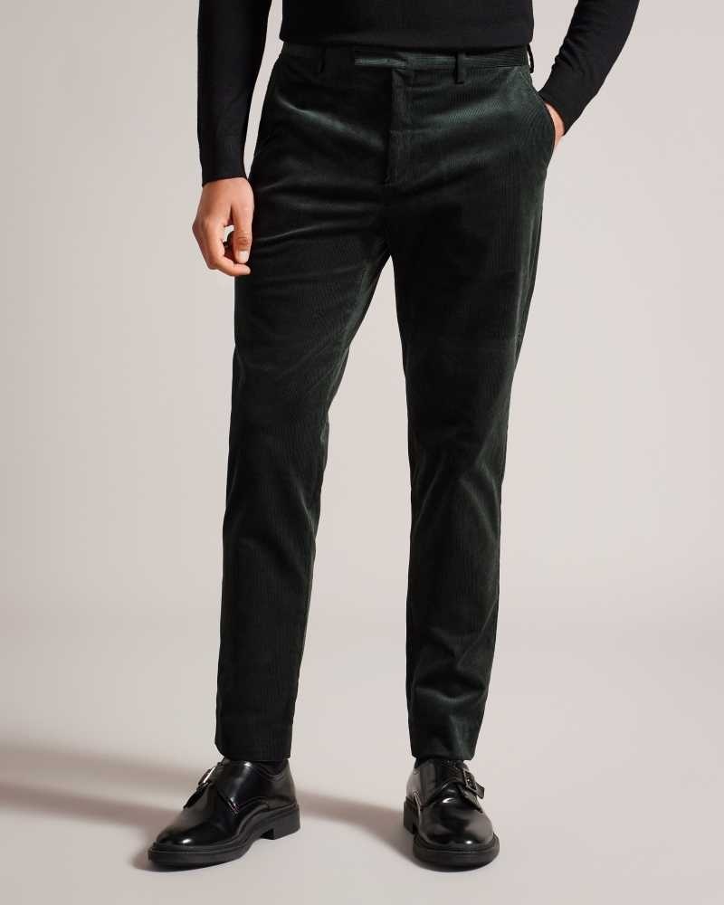 Dark Green Ted Baker Durhamt Slim Fit Corduroy Trousers | ZA0001114