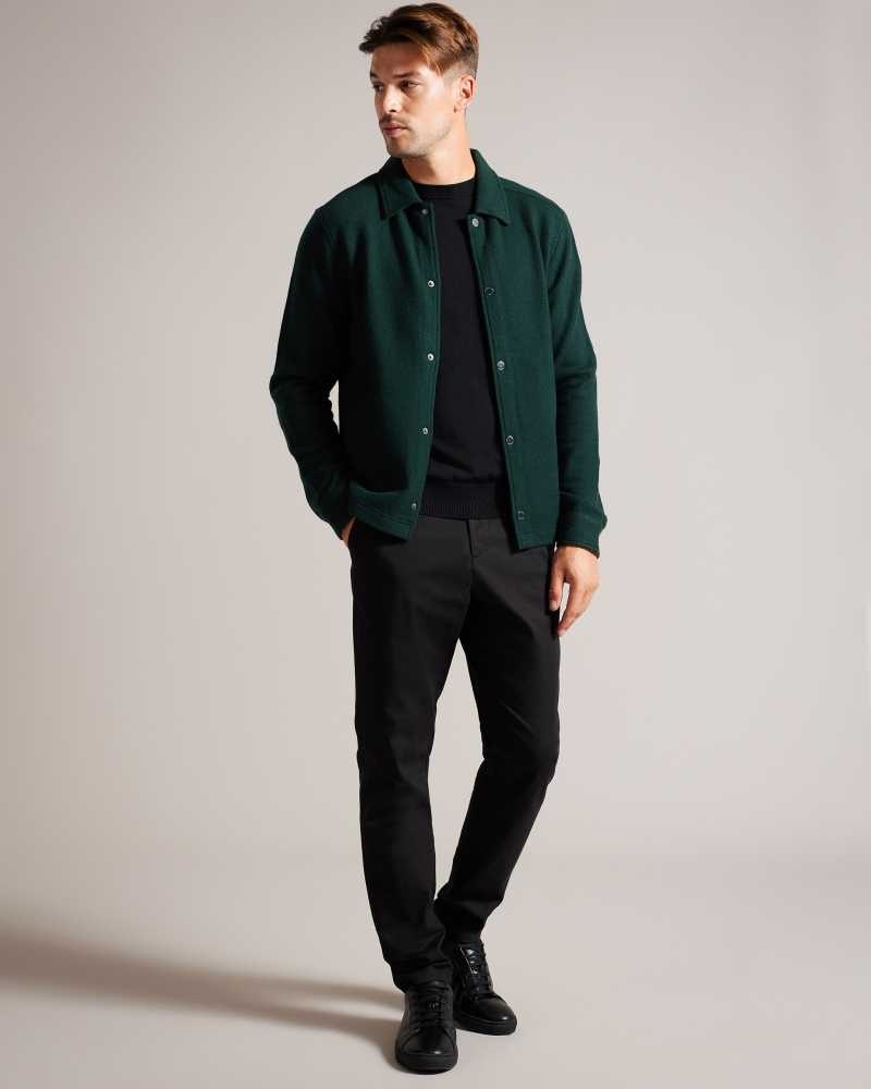 Dark Green Ted Baker Eason Long Sleeve Button Through Wool Jacket | ZA0000658