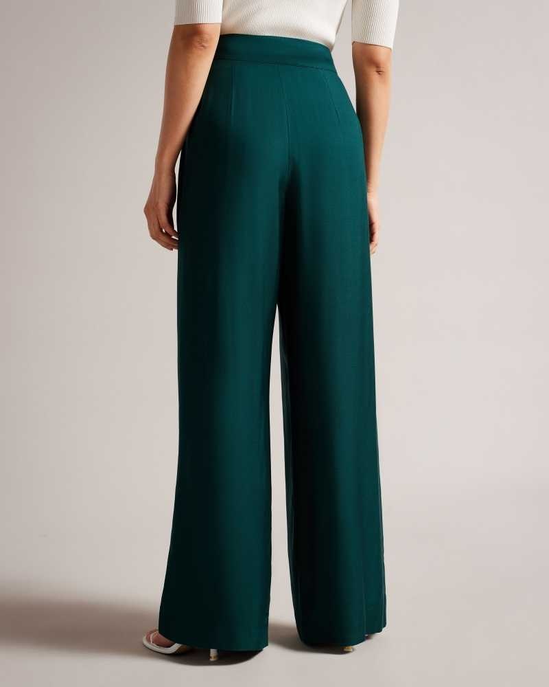 Dark Green Ted Baker Krissi Wide Leg Trousers | ZA0001537